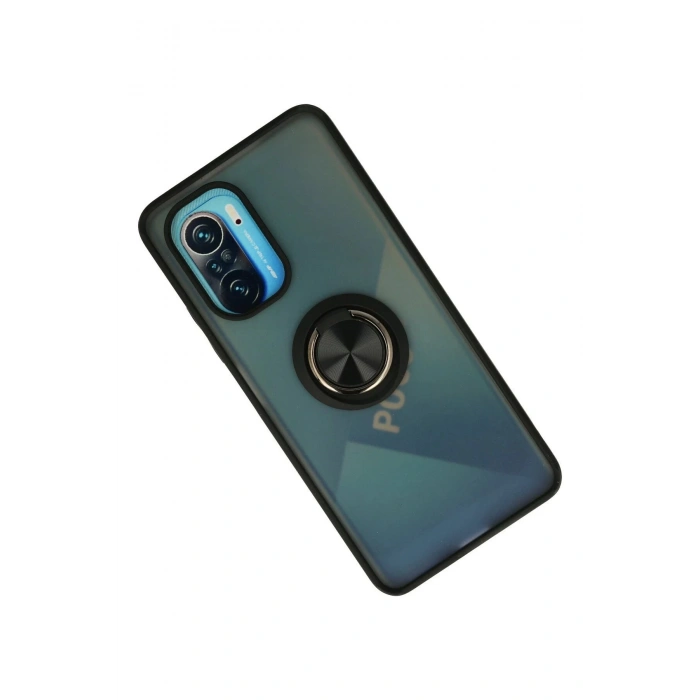 Newface Xiaomi Redmi K40 Kılıf Montreal Yüzüklü Silikon Kapak - Siyah