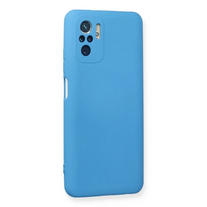 Newface Xiaomi Redmi Note 10 Kılıf Nano içi Kadife Silikon - Mavi