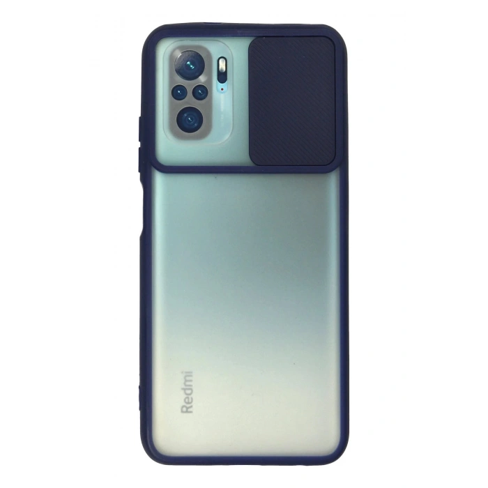 Newface Xiaomi Redmi Note 10 Kılıf Palm Buzlu Kamera Sürgülü Silikon - Lacivert