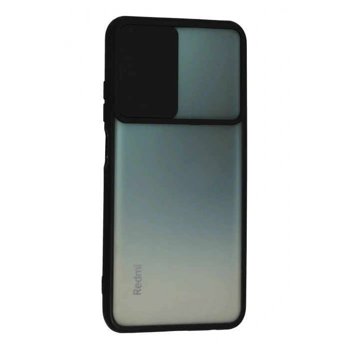 Newface Xiaomi Redmi Note 10 Kılıf Palm Buzlu Kamera Sürgülü Silikon - Siyah