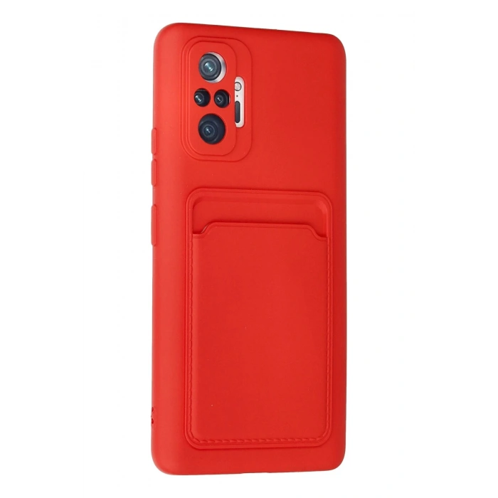Newface Xiaomi Redmi Note 10 Pro Kılıf Kelvin Kartvizitli Silikon - Kırmızı