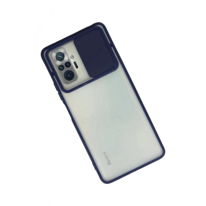 Newface Xiaomi Redmi Note 10 Pro Kılıf Palm Buzlu Kamera Sürgülü Silikon - Lacivert