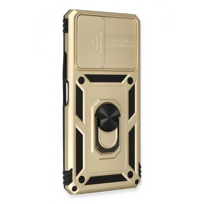 Newface Xiaomi Redmi Note 10 Pro Kılıf Pars Lens Yüzüklü Silikon - Gold