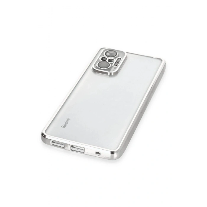 Newface Xiaomi Redmi Note 10 Pro Kılıf Razer Lensli Silikon - Gümüş