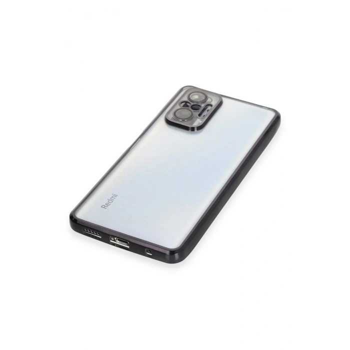 Newface Xiaomi Redmi Note 10 Pro Kılıf Razer Lensli Silikon - Siyah