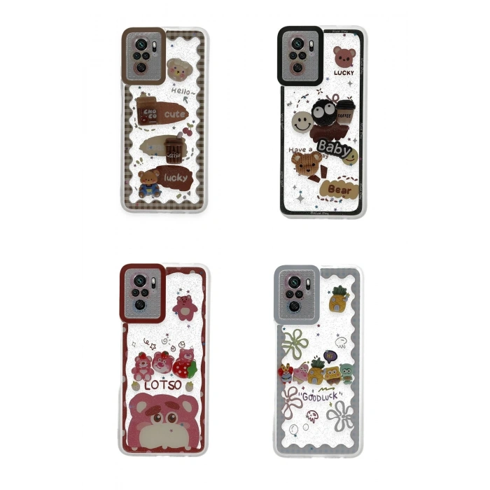 Newface Xiaomi Redmi Note 10 Pro Kılıf Sweet Desenli Silikon Kapak - Şeffaf