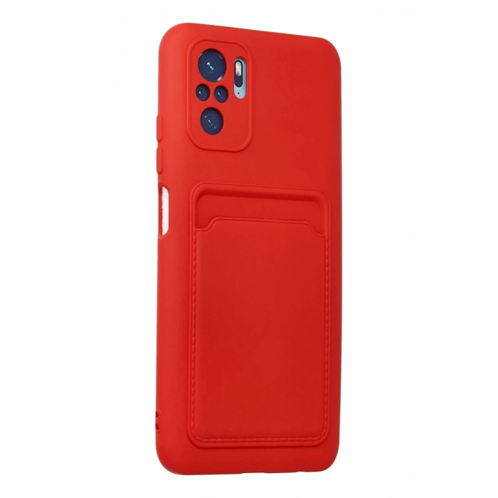 Newface Xiaomi Redmi Note 10S Kılıf Kelvin Kartvizitli Silikon - Kırmızı
