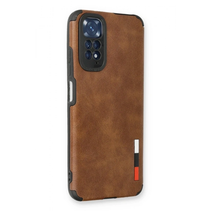 Newface Xiaomi Redmi Note 11 Kılıf Loop Deri Silikon - Kahverengi