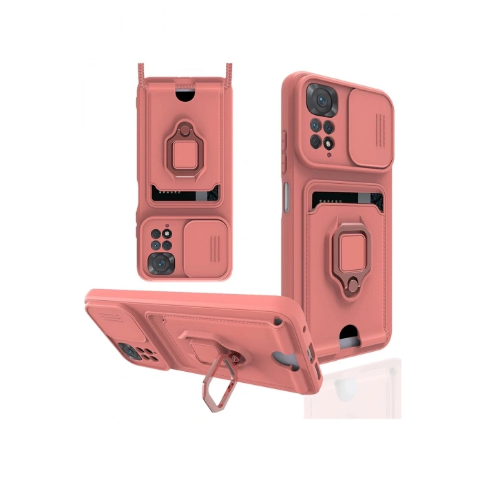 Newface Xiaomi Redmi Note 11 Pro Kılıf Zuma Kartvizitli Yüzüklü Silikon - Pembe