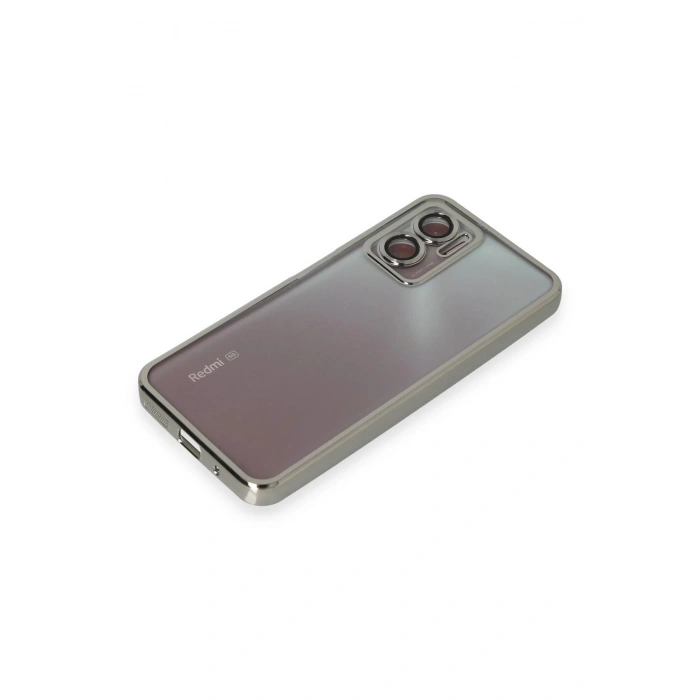 Newface Xiaomi Redmi Note 11E Kılıf Razer Lensli Silikon - Gümüş