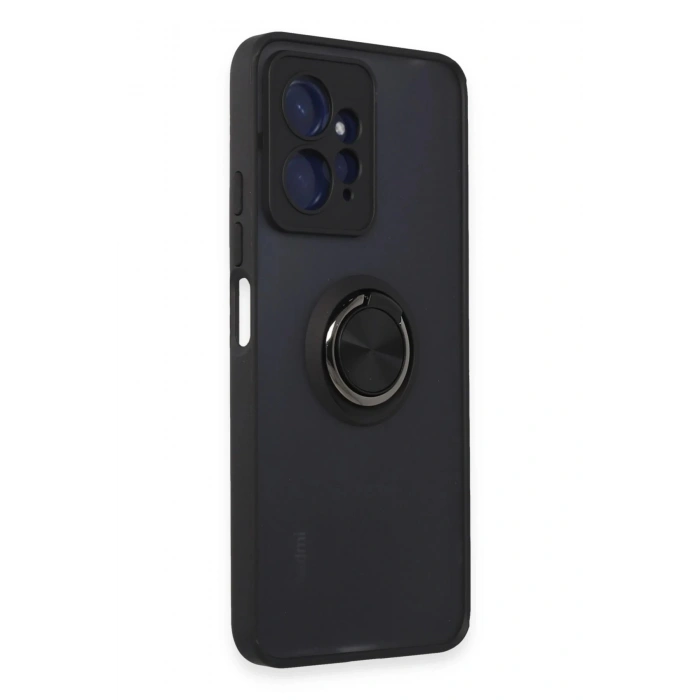 Newface Xiaomi Redmi Note 12 4G Kılıf Montreal Yüzüklü Silikon Kapak - Siyah
