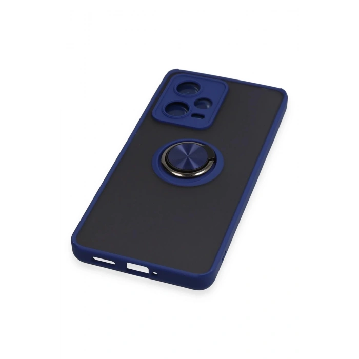Newface Xiaomi Redmi Note 12 5G Kılıf Montreal Yüzüklü Silikon Kapak - Lacivert