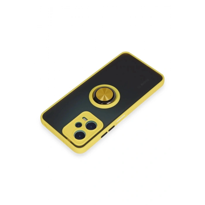 Newface Xiaomi Redmi Note 12 5G Kılıf Montreal Yüzüklü Silikon Kapak - Sarı