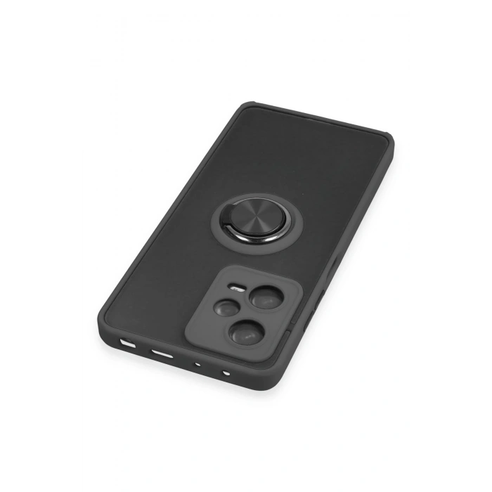 Newface Xiaomi Redmi Note 12 5G Kılıf Montreal Yüzüklü Silikon Kapak - Siyah