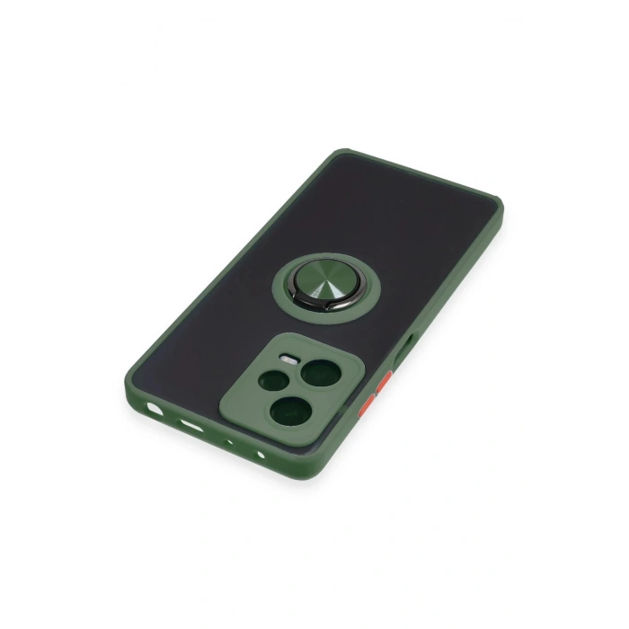 Newface Xiaomi Redmi Note 12 5G Kılıf Montreal Yüzüklü Silikon Kapak - Yeşil