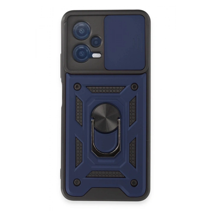 Newface Xiaomi Redmi Note 12 5G Kılıf Pars Lens Yüzüklü Silikon - Lacivert