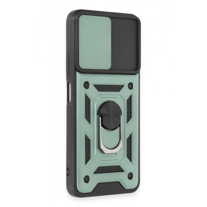 Newface Xiaomi Redmi Note 12 5G Kılıf Pars Lens Yüzüklü Silikon - Yeşil