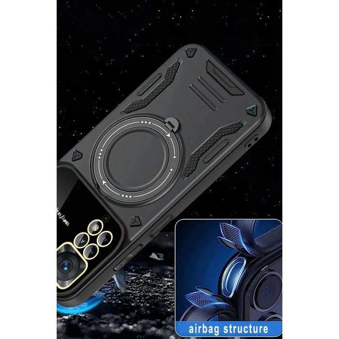 Newface Xiaomi Redmi Note 12 Pro 4G Kılıf Joy Lens Standlı Kapak - Kırmızı