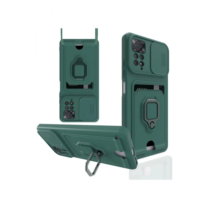 Newface Xiaomi Redmi Note 12 Pro 4G Kılıf Zuma Kartvizitli Yüzüklü Silikon - Yeşil