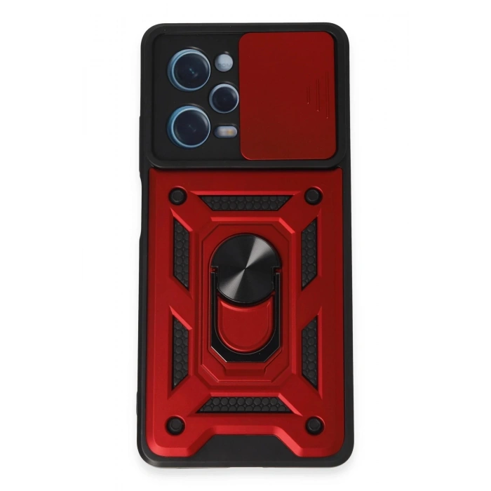 Newface Xiaomi Redmi Note 12 Pro 5G Kılıf Pars Lens Yüzüklü Silikon - Kırmızı