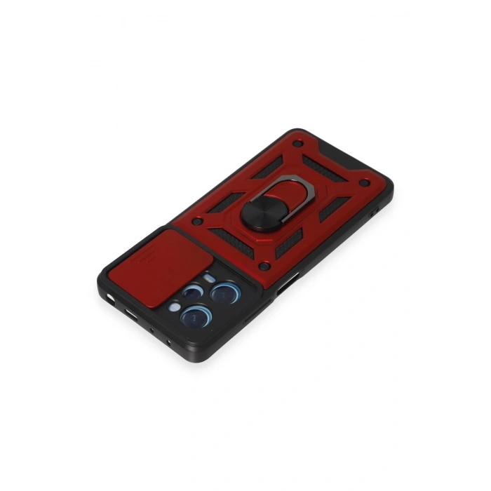 Newface Xiaomi Redmi Note 12 Pro 5G Kılıf Pars Lens Yüzüklü Silikon - Kırmızı