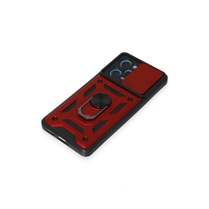 Newface Xiaomi Redmi Note 12 Pro 5G Kılıf Pars Lens Yüzüklü Silikon - Kırmızı