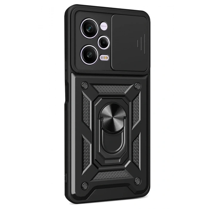 Newface Xiaomi Redmi Note 12 Pro 5G Kılıf Pars Lens Yüzüklü Silikon - Siyah