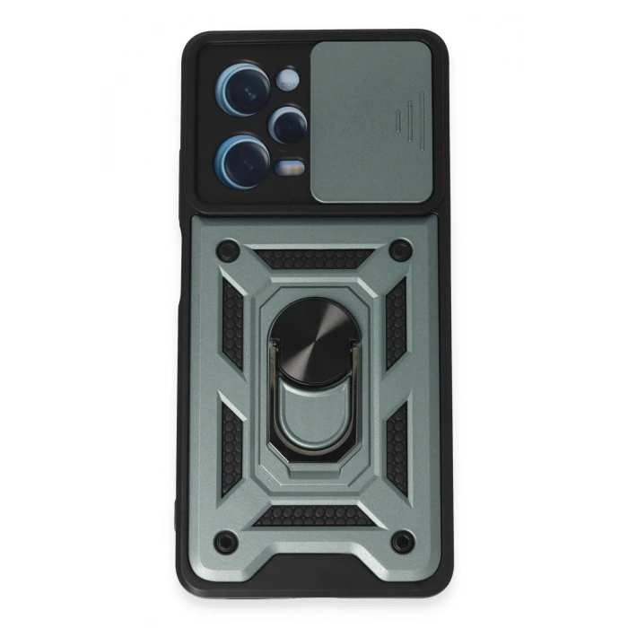 Newface Xiaomi Redmi Note 12 Pro 5G Kılıf Pars Lens Yüzüklü Silikon - Yeşil