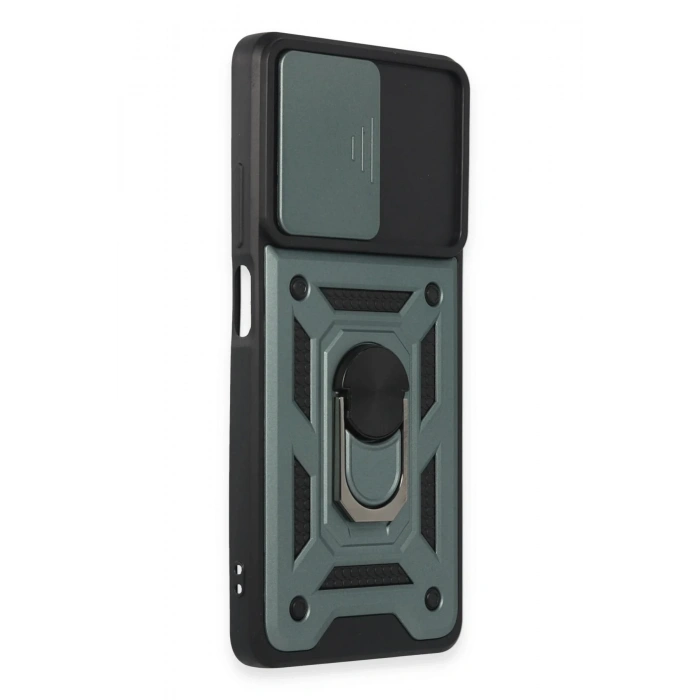 Newface Xiaomi Redmi Note 12 Pro 5G Kılıf Pars Lens Yüzüklü Silikon - Yeşil