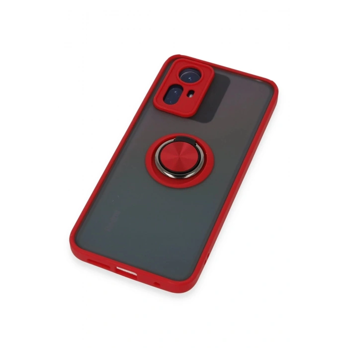 Newface Xiaomi Redmi Note 12S Kılıf Montreal Yüzüklü Silikon Kapak - Kırmızı