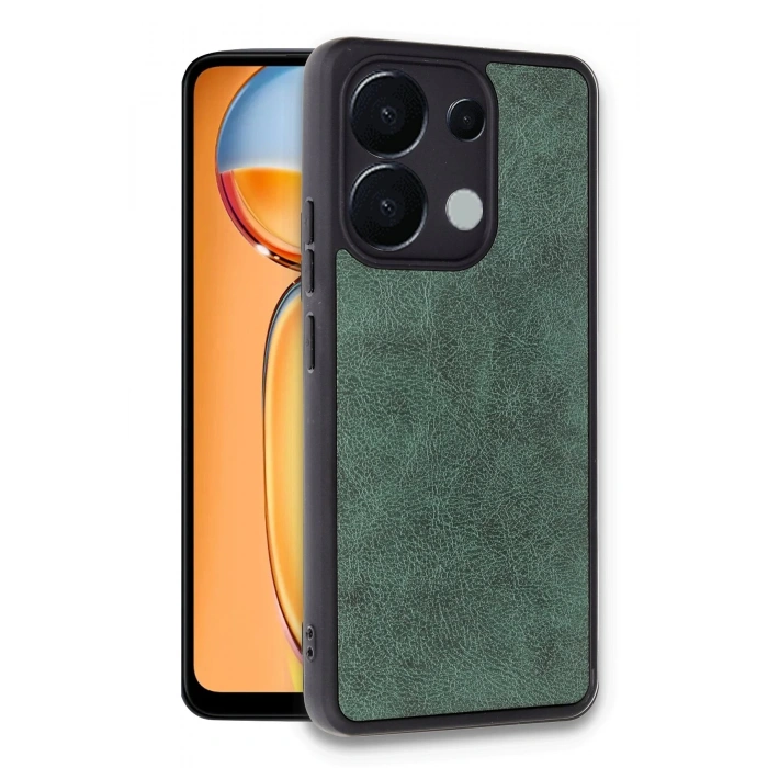 Newface Xiaomi Redmi Note 13 4G Kılıf Aras Deri Kapak - Koyu Yeşil