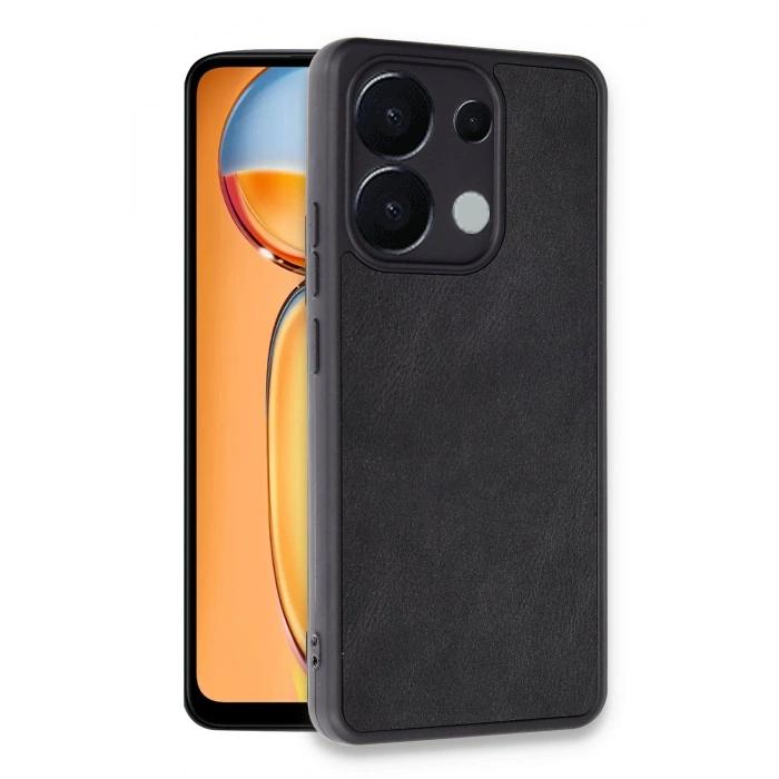 Newface Xiaomi Redmi Note 13 4G Kılıf Aras Deri Kapak - Siyah