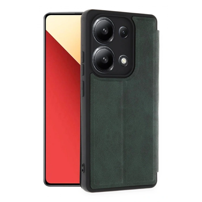 Newface Xiaomi Redmi Note 13 4G Kılıf Flip Cover - Koyu Yeşil