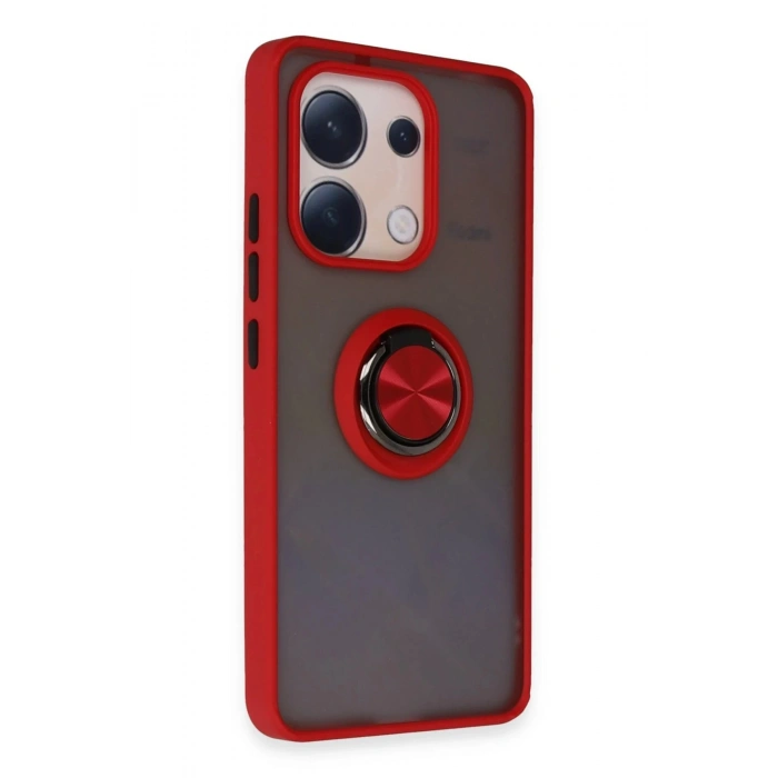 Newface Xiaomi Redmi Note 13 4G Kılıf Montreal Yüzüklü Silikon Kapak - Kırmızı