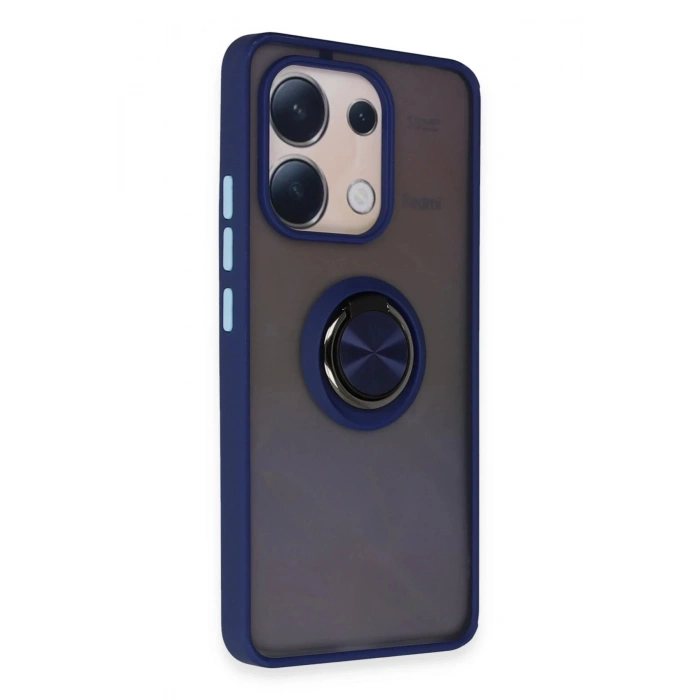 Newface Xiaomi Redmi Note 13 4G Kılıf Montreal Yüzüklü Silikon Kapak - Lacivert