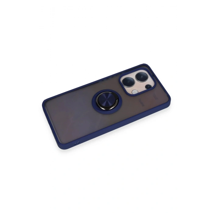 Newface Xiaomi Redmi Note 13 4G Kılıf Montreal Yüzüklü Silikon Kapak - Lacivert