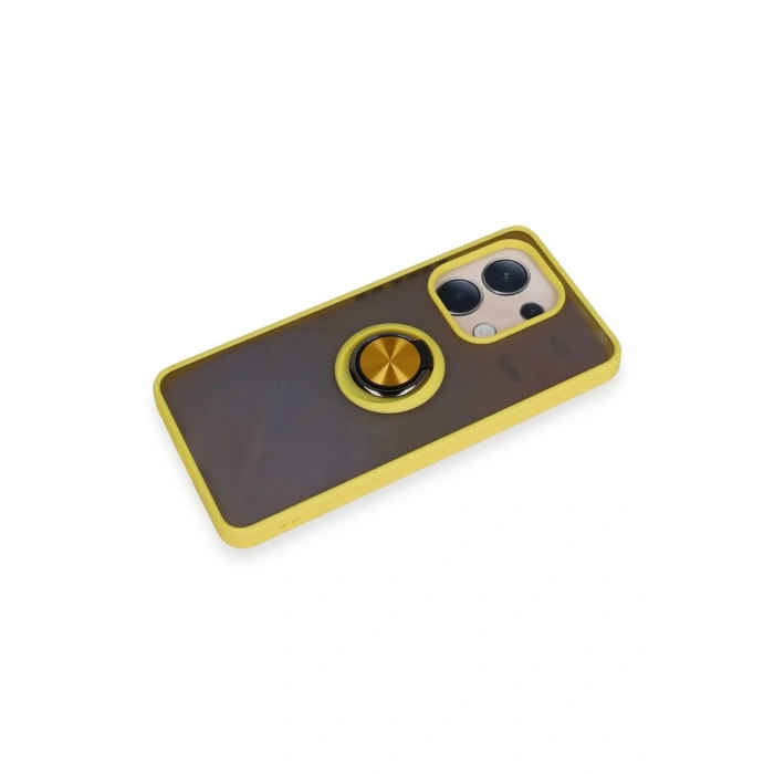 Newface Xiaomi Redmi Note 13 4G Kılıf Montreal Yüzüklü Silikon Kapak - Sarı