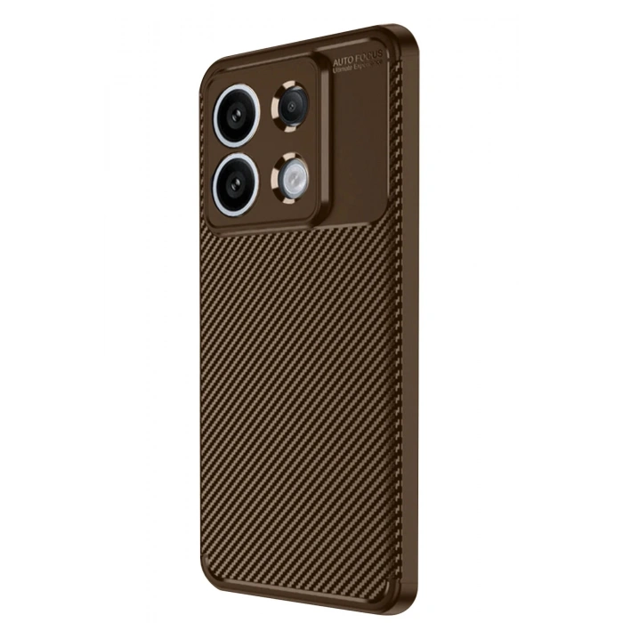 Newface Xiaomi Redmi Note 13 Pro 4G Kılıf Auto Focus Karbon Kapak - Kahverengi
