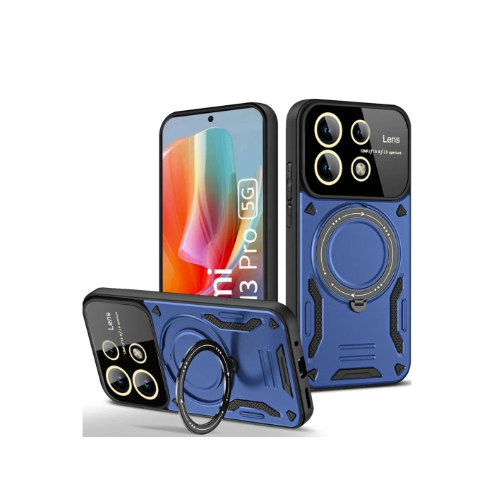 Newface Xiaomi Redmi Note 13 Pro 4G Kılıf Joy Lens Standlı Kapak - Lacivert