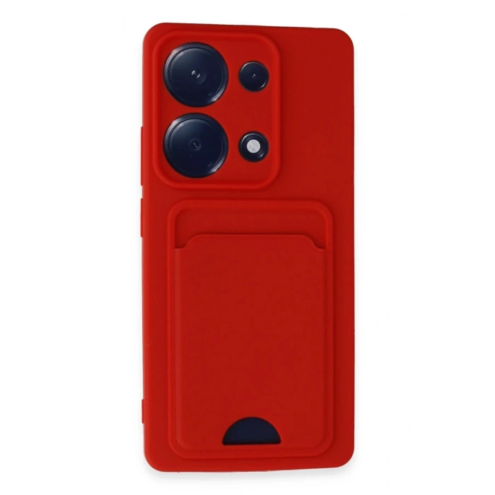 Newface Xiaomi Redmi Note 13 Pro 4G Kılıf Kelvin Kartvizitli Silikon - Kırmızı