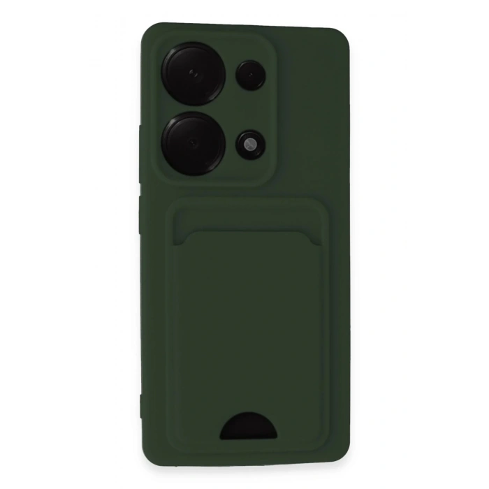 Newface Xiaomi Redmi Note 13 Pro 4G Kılıf Kelvin Kartvizitli Silikon - Koyu Yeşil