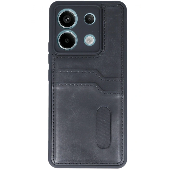 Newface Xiaomi Redmi Note 13 Pro 4G Kılıf Sara Kartvizitli Deri Kılıf - Siyah