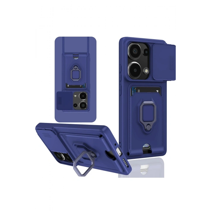 Newface Xiaomi Redmi Note 13 Pro 4G Kılıf Zuma Kartvizitli Yüzüklü Silikon - Lacivert