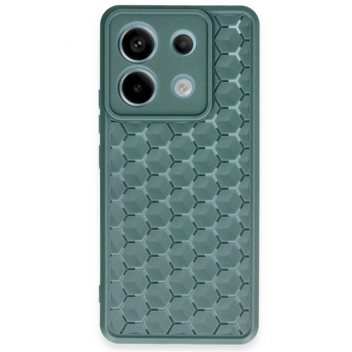 Newface Xiaomi Redmi Note 13 Pro 5G Kılıf Petek Silikon Kapak - Koyu Yeşil