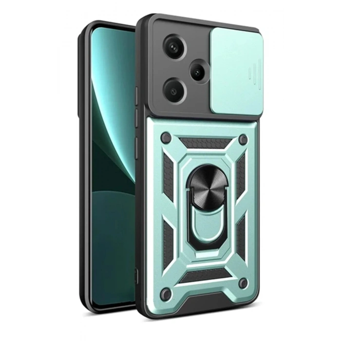 Newface Xiaomi Redmi Note 13 Pro Plus Kılıf Pars Lens Yüzüklü Silikon - Yeşil