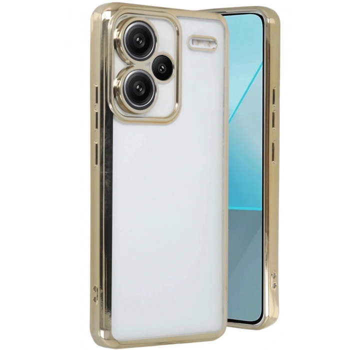 Newface Xiaomi Redmi Note 13 Pro Plus Kılıf Razer Lensli Silikon - Gold