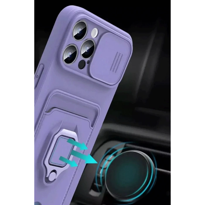 Newface Xiaomi Redmi Note 13 Pro Plus Kılıf Zuma Kartvizitli Yüzüklü Silikon - Lila