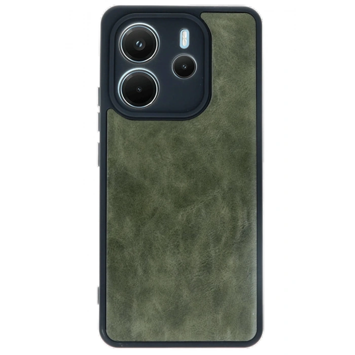 Newface Xiaomi Redmi Note 14 4G Kılıf Aras Deri Kapak - Koyu Yeşil