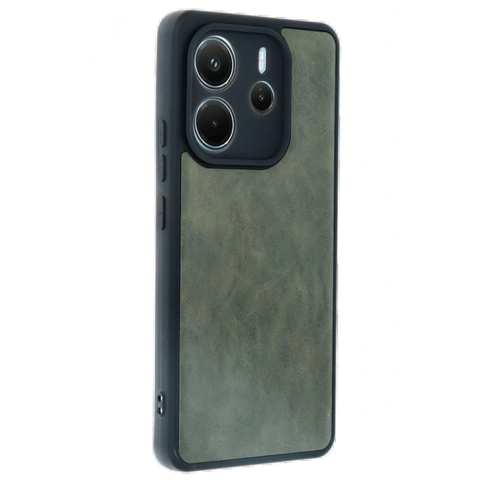 Newface Xiaomi Redmi Note 14 4G Kılıf Aras Deri Kapak - Koyu Yeşil