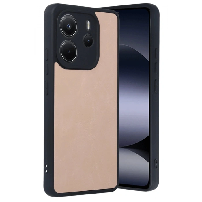 Newface Xiaomi Redmi Note 14 4G Kılıf Aras Deri Kapak - Pudra